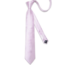 DiBanGu Thistle Purple Solid Silk Men's Necktie Tie Clip Set