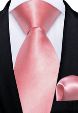 Peach Blossom Solid Men's Tie Pocket Square Handkerchief Clip Set
