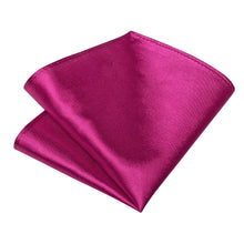Red Pink Solid Men's Tie Pocket Square Handkerchief Clip Set