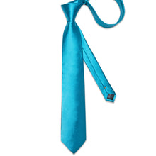 Light Blue Solid Men's Tie Pocket Square Handkerchief Clip Set