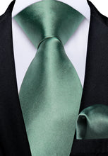 Grey Green Solid Men's Tie Pocket Square Handkerchief Set