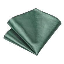 Grey Green Solid Men's Tie Pocket Square Handkerchief Clip Set