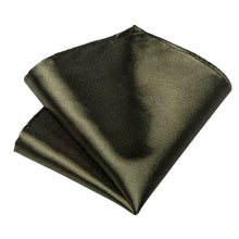 Brown Green Solid Men's Tie Pocket Square Handkerchief Clip Set