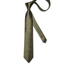 Brown Green Solid Men's Tie Pocket Square Handkerchief Clip Set