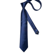 Blue Solid Men's Tie Pocket Square Handkerchief Clip Set
