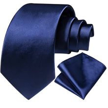 Blue Solid Men's Tie Pocket Square Handkerchief Set