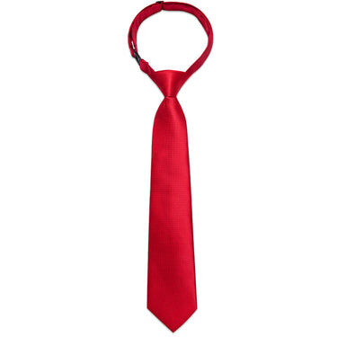 New Red Solid Silk Kid's Tie Pocket Square Set