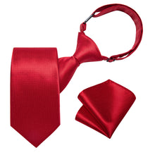 Red Solid Silk Kid's Tie Pocket Square Set
