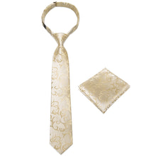 Champagne Paisley Silk Kid's Tie Pocket Square Set