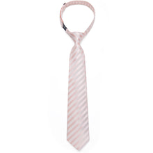 New Light Pink Stripe Silk Kid's Tie Pocket Square Set
