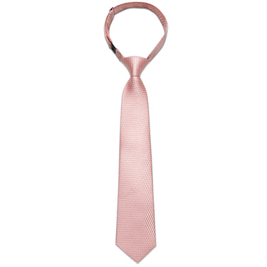New Pink Solid Silk Kid's Tie Pocket Square Set