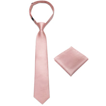 Pink Solid Silk Kid's Tie Pocket Square Set