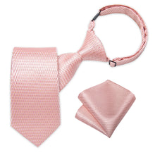 Pink Solid Silk Kid's Tie Pocket Square Set