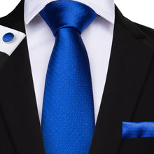 Attractive Men's Blue Tie Handkerchief Cufflinks Set