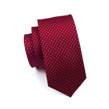 Red White Plaid Men's Tie Pocket Square Cufflinks Set (1917899178026)