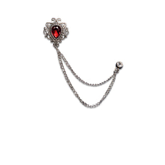 Silver Color Luxury Ruby Chain Lapel Pin