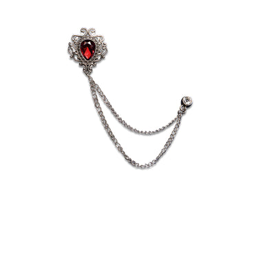 New Silver Color Luxury Ruby Chain Lapel Pin