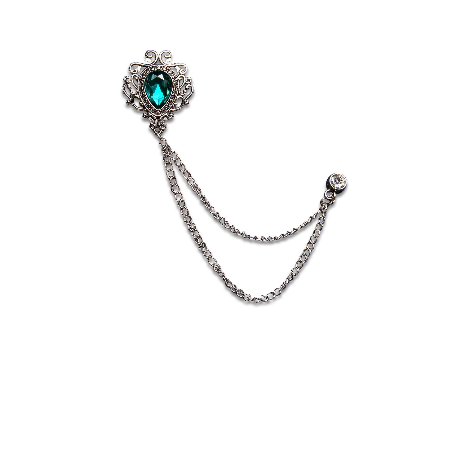 Emerald Shellback Pin New Silver Color Luxury Emerald Chain Lapel Pin – DiBanGuStore