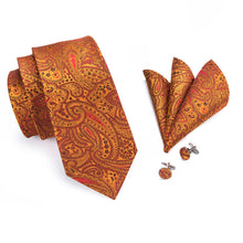 silk paisley orange tie men