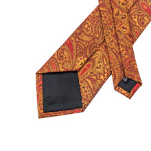 mens silk orange paisley tie pocket square cufflinks set for dress suit