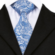 Light Blue Silk Men's Paisley Necktie
