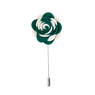 Luxury White Green Floral Lapel Pin